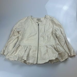 LOFT Full Zip Flared Linen Blend Top S126-1